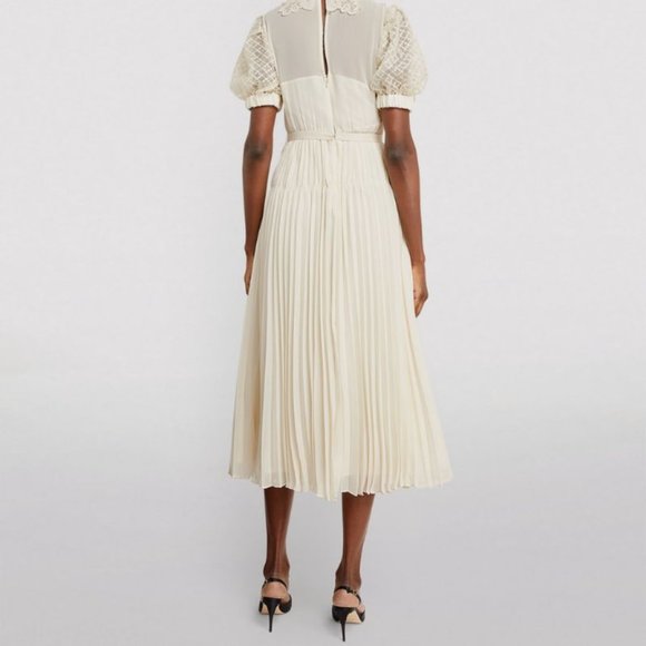 SELF-PORTRAIT Chiffon Lace-Collar Midi Dress - Picture 5 of 8